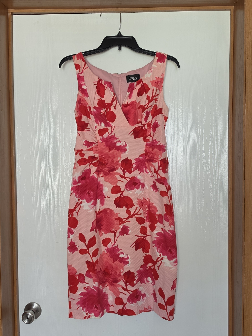 Adrianna Papell Pink & Red Floral Sheath Dress Size 8